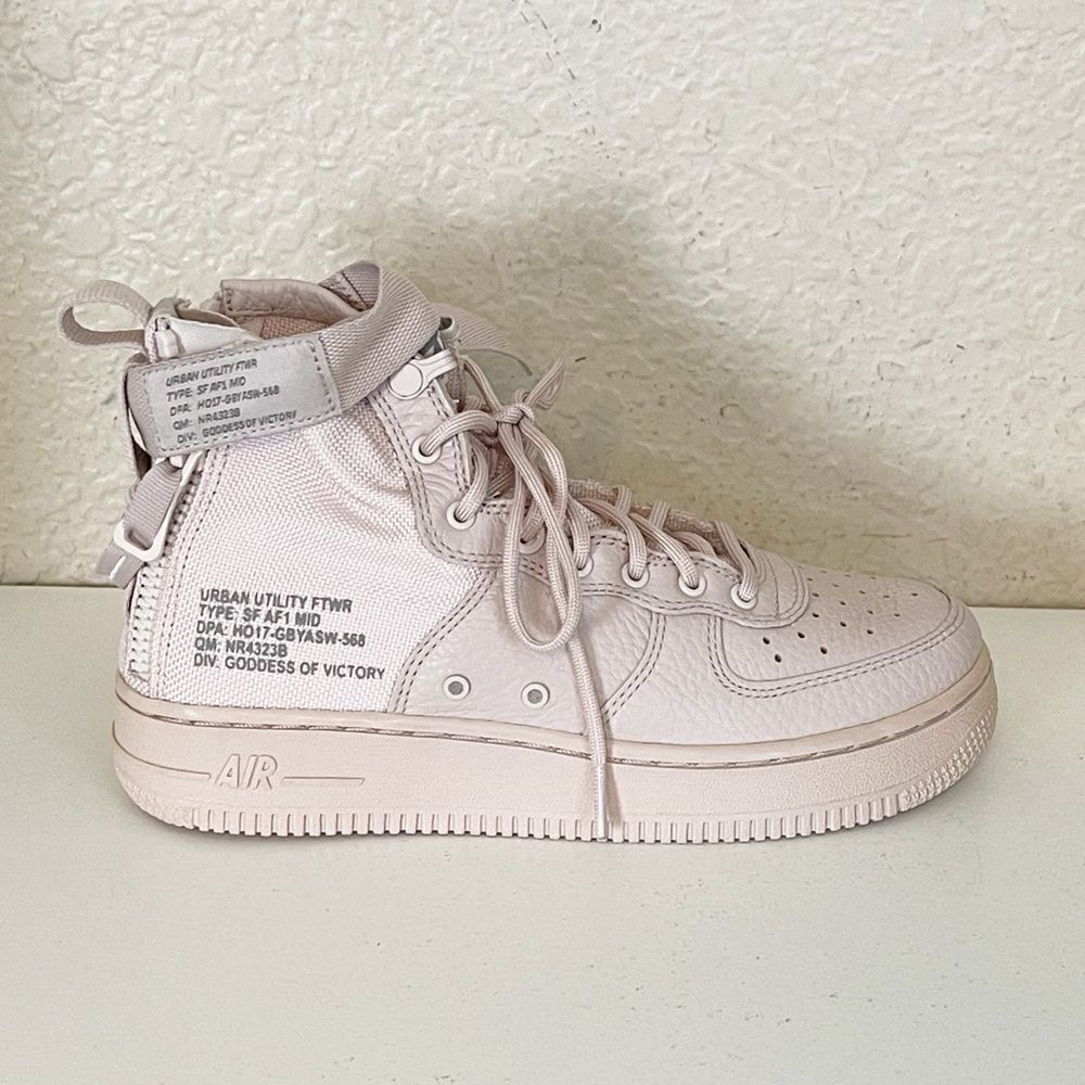 Nike Air Force AF1 pale pink hightop military sneaker shoes size 4.5Y - Picture 4 of 17
